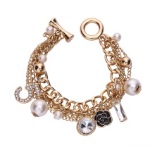 Koreanische mehrschichtige Perle Armbänder kleine Blumen Nummer 5 Europäischer und amerikanischer Stil Heavy Metal Chain Juwely
